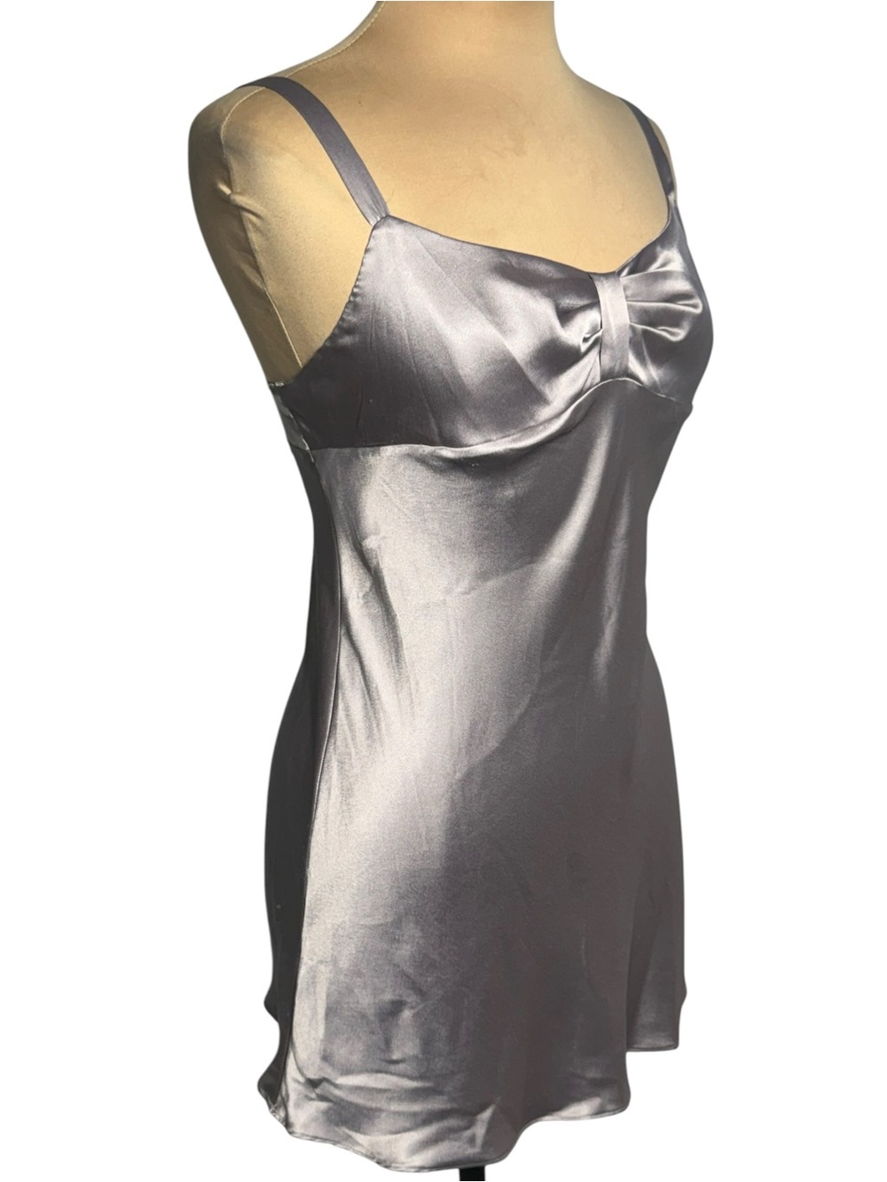 Vintage Victoria’s Secret Angels Satin Slip Dress Robe Set Smoky Pewter Lavender - Picture 4 of 14